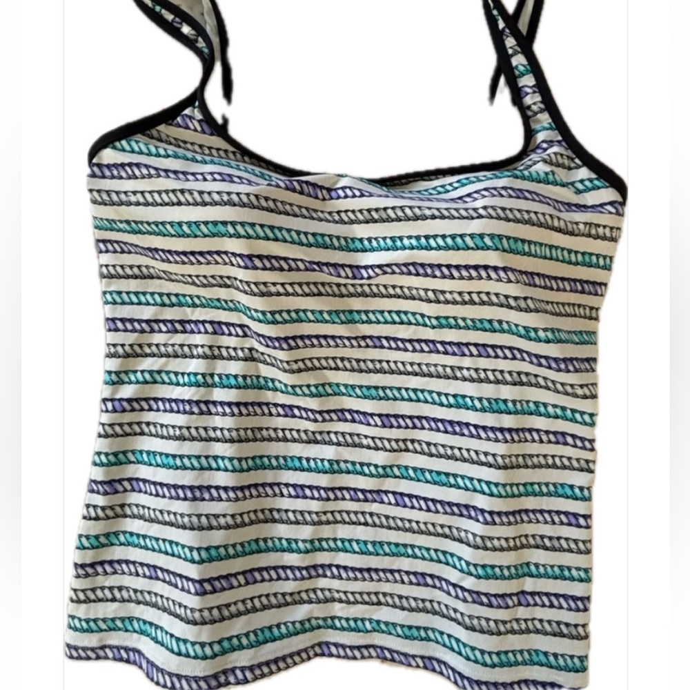 Nautica Women's Striped Tankini Top- cute tank top with bra for swimming or not!